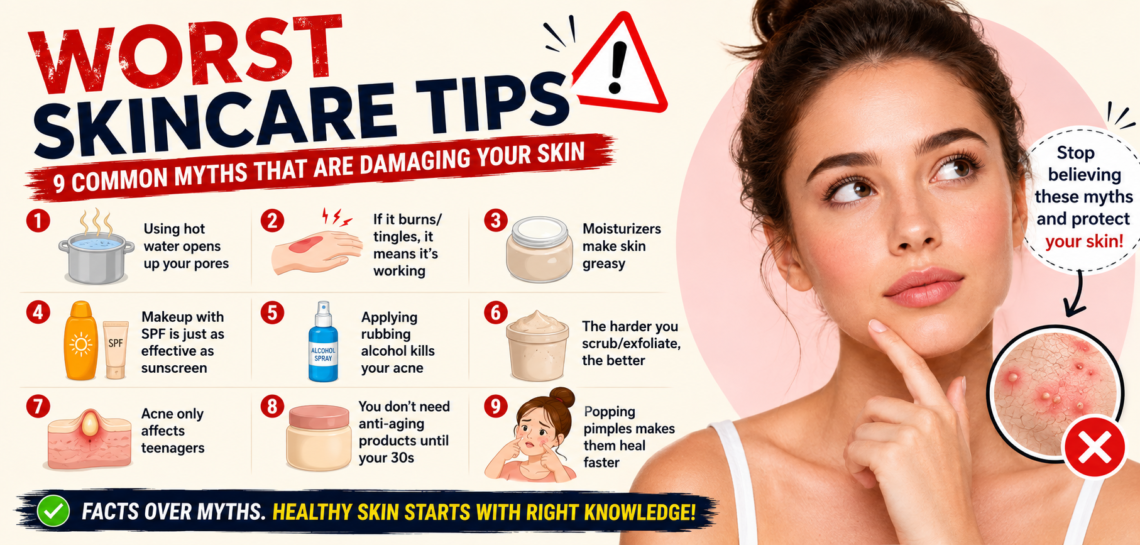 9 Worst Skincare Tips